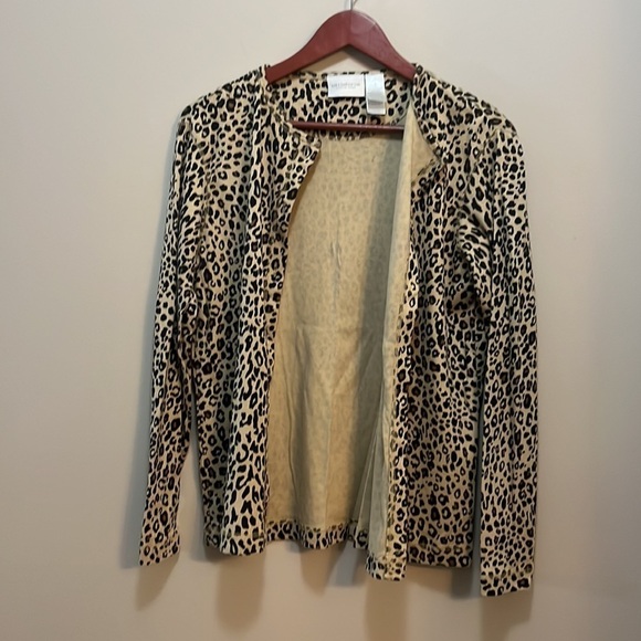 Liz 2pc Animal Print set Button up cardigan & Sleeveless Tee Women’s S Cotton - Picture 3 of 11